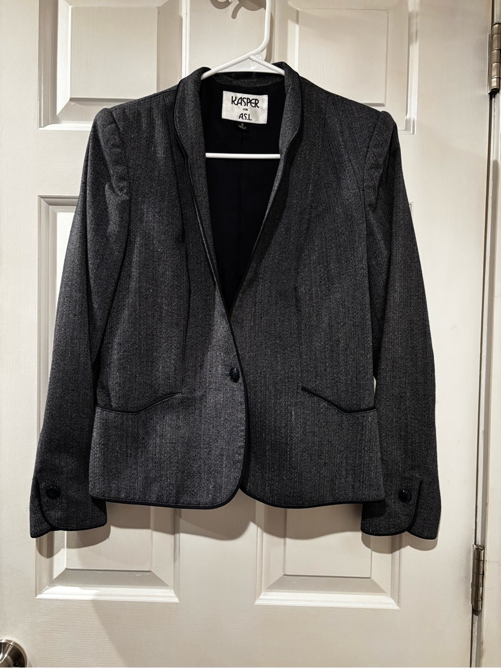 Kasper Women's Dark Charcoal Gray Single-Button Blazer